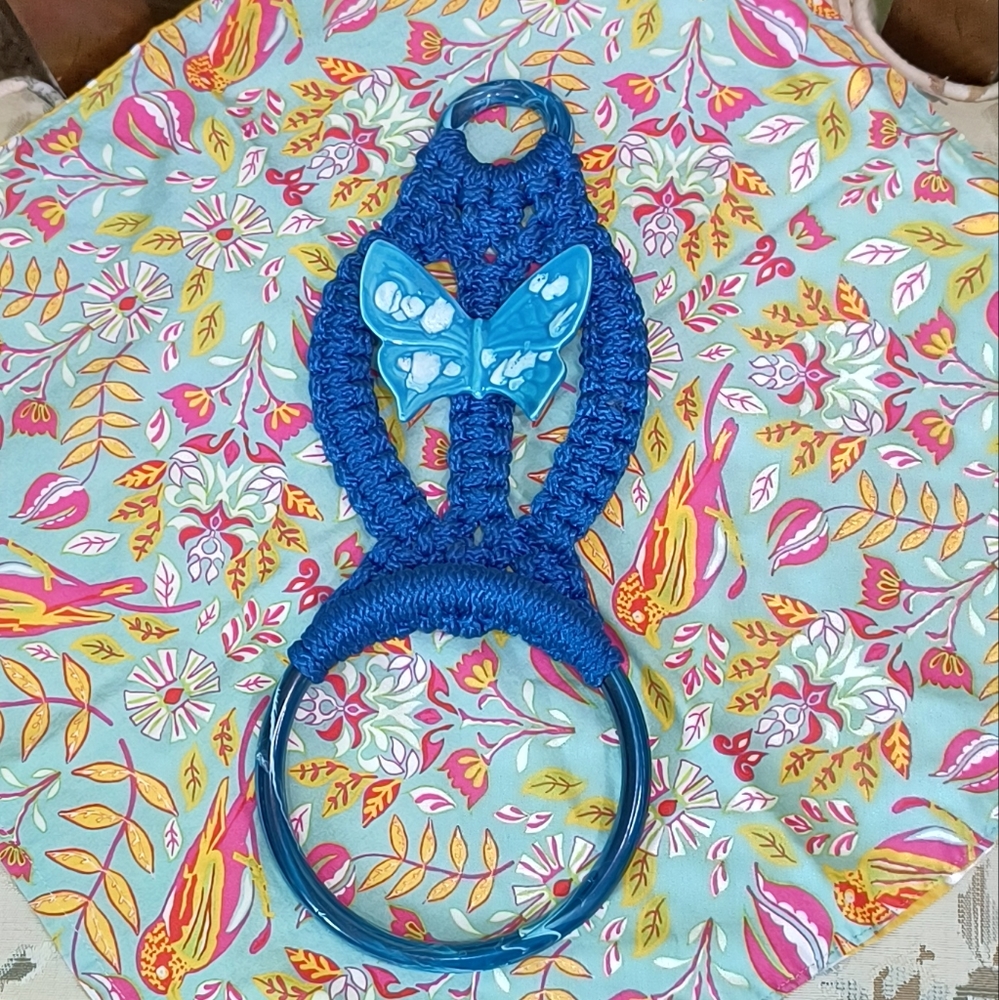 Handcrafted Macrame Butterfly Wall Hanging Towel Hook